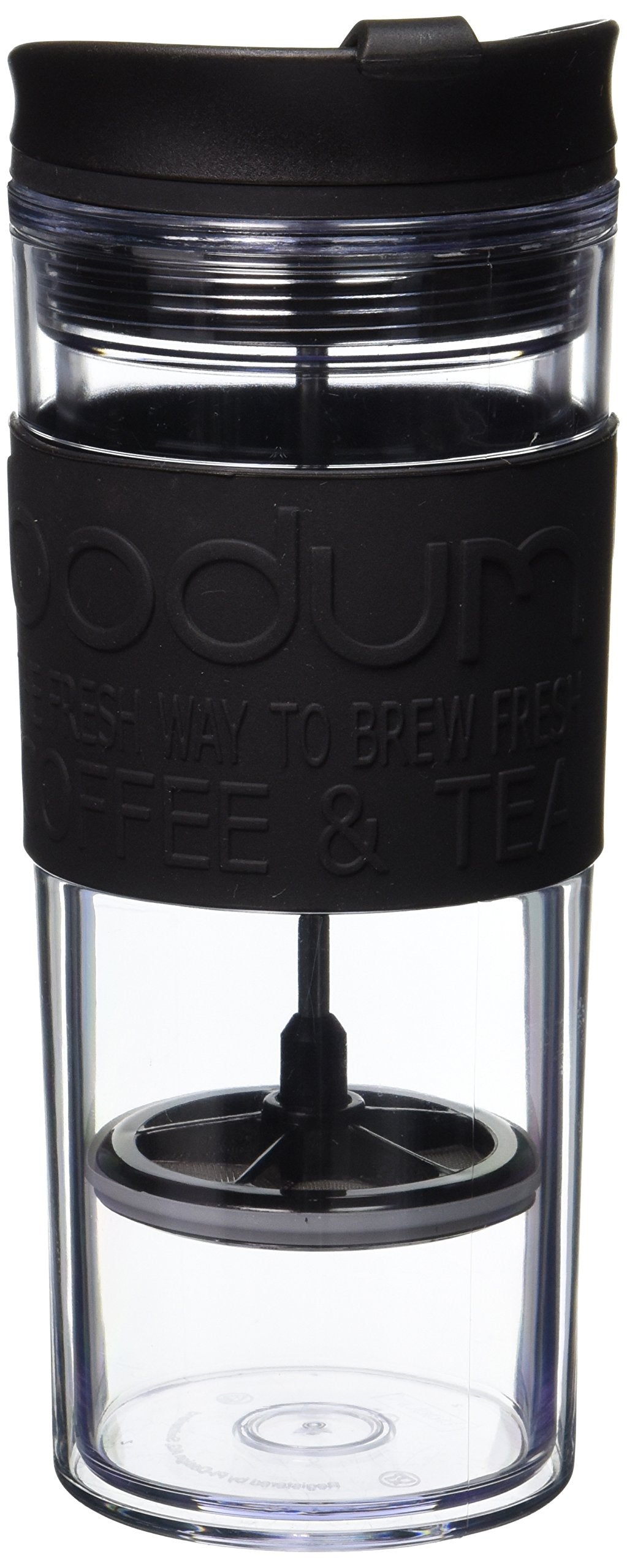 Bodum Travel Coffee & Tea Press Mug — All-in-One French Press, 15oz, BPA-Free