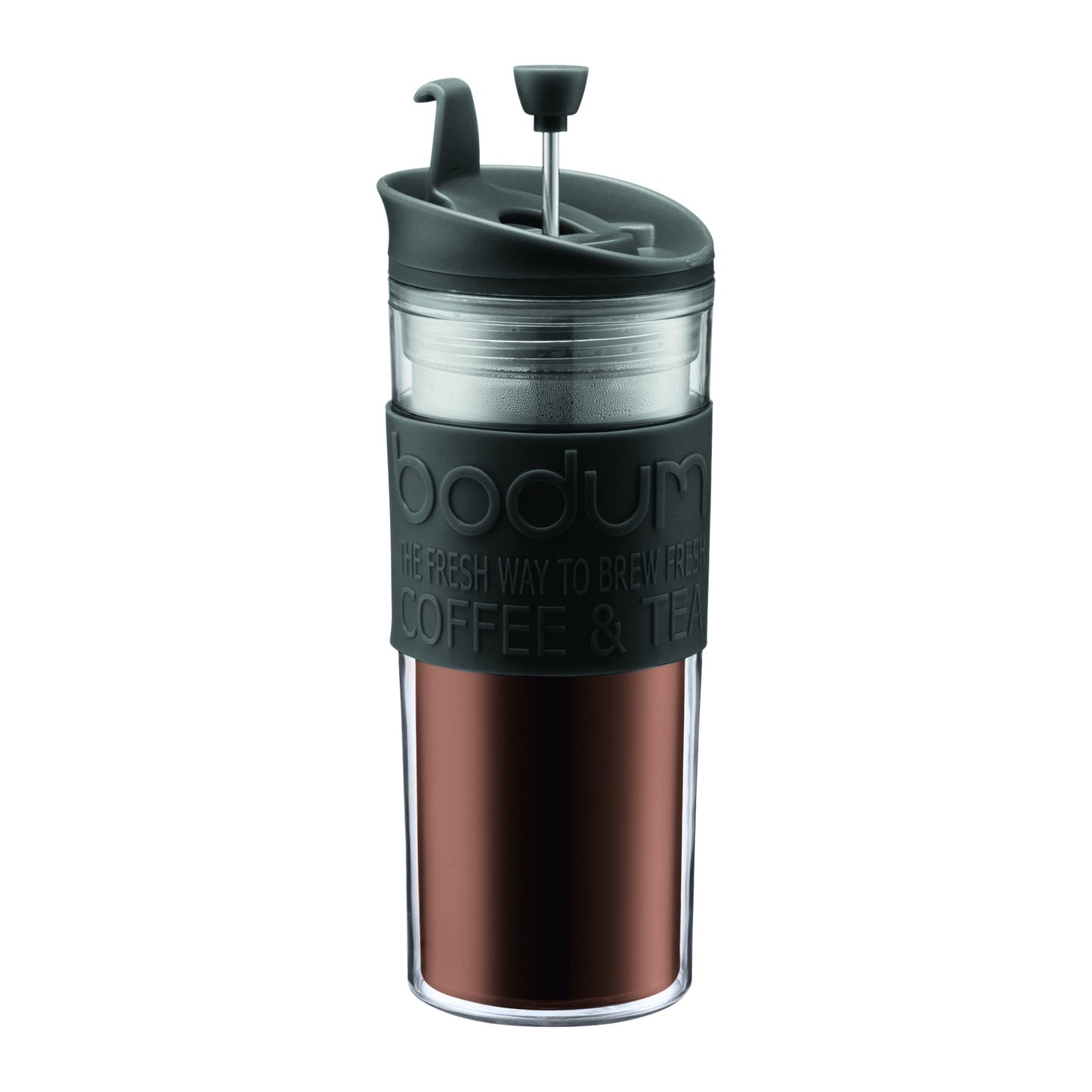 Bodum Travel Coffee & Tea Press Mug — All-in-One French Press, 15oz, BPA-Free