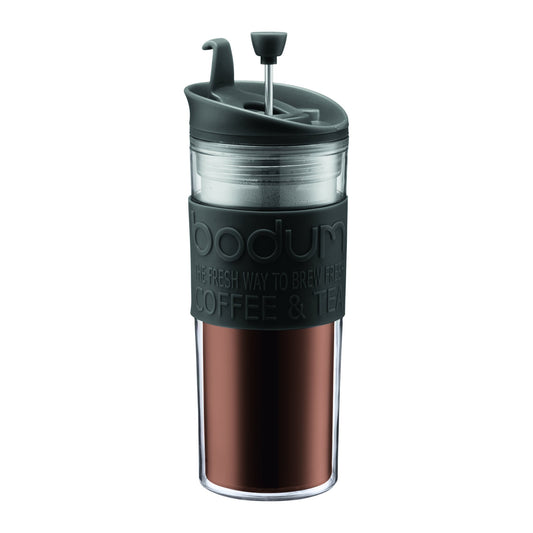 Bodum Travel Coffee & Tea Press Mug — All-in-One French Press, 15oz, BPA-Free