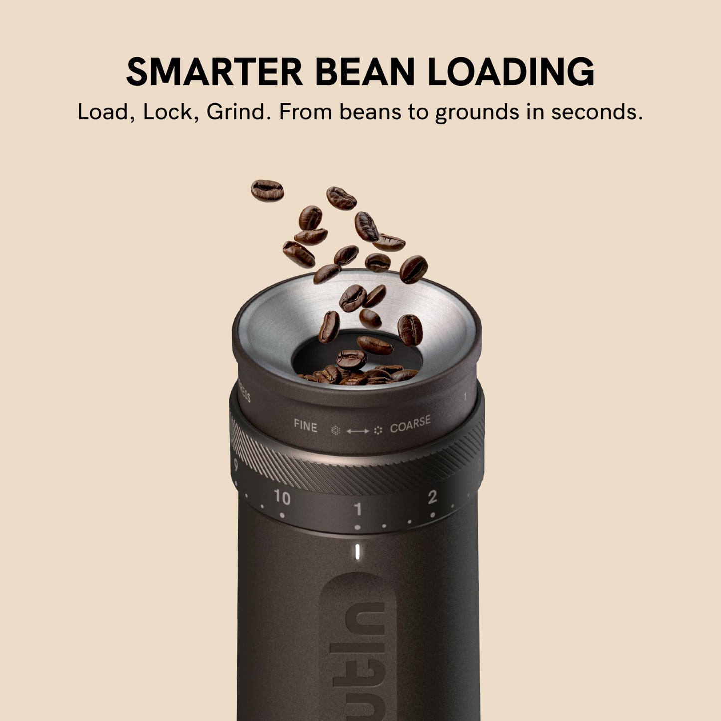 OutIn Fino Portable Electric Burr Coffee Grinder — 28 Grind Settings, Fast-Charge Battery
